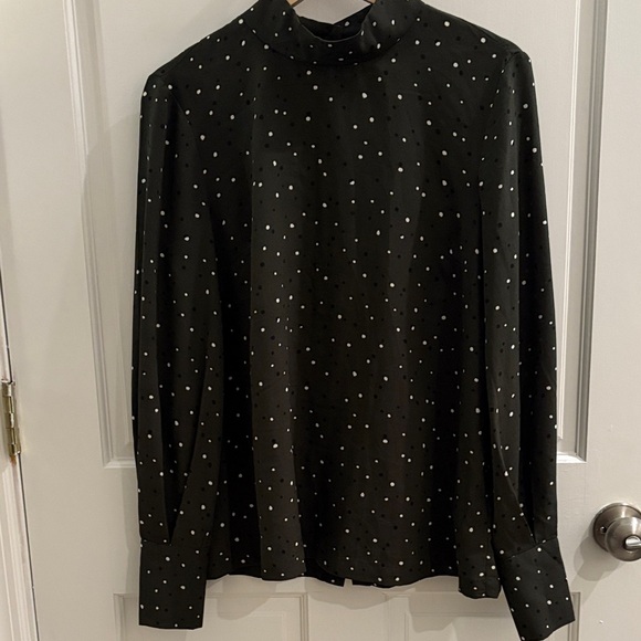 H&M Dark Green Blouse with White Dots - Picture 1 of 4
